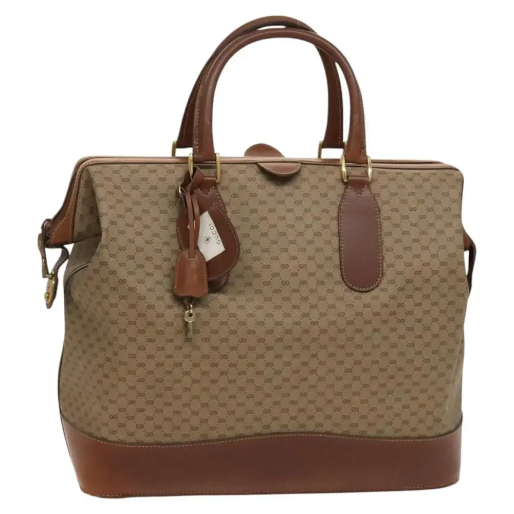 GUCCI Micro GG Supreme Boston Bag Pvc Beige Gold 012 024 0467 45